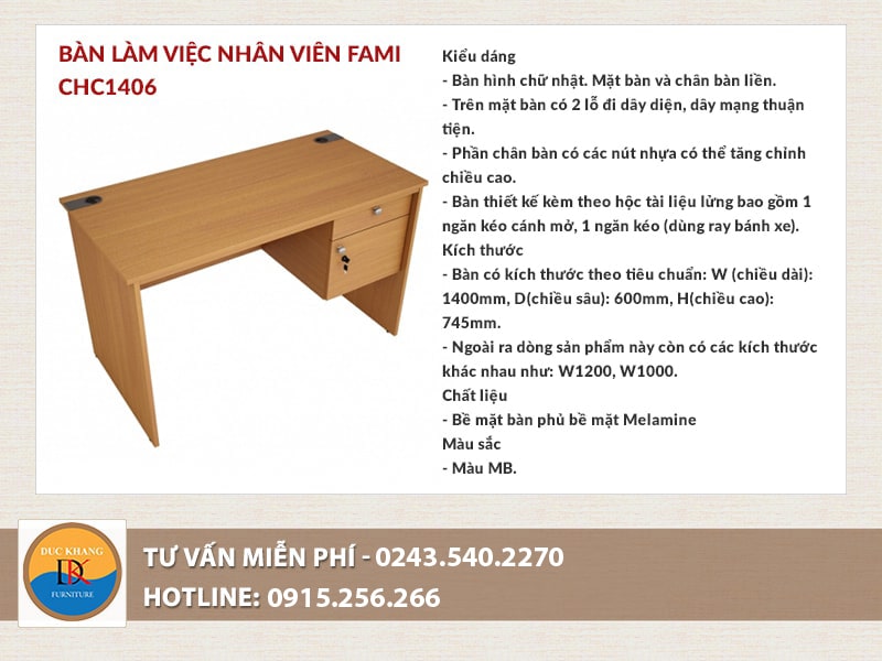 Bàn làm việc nhân viên Fami CHC1406