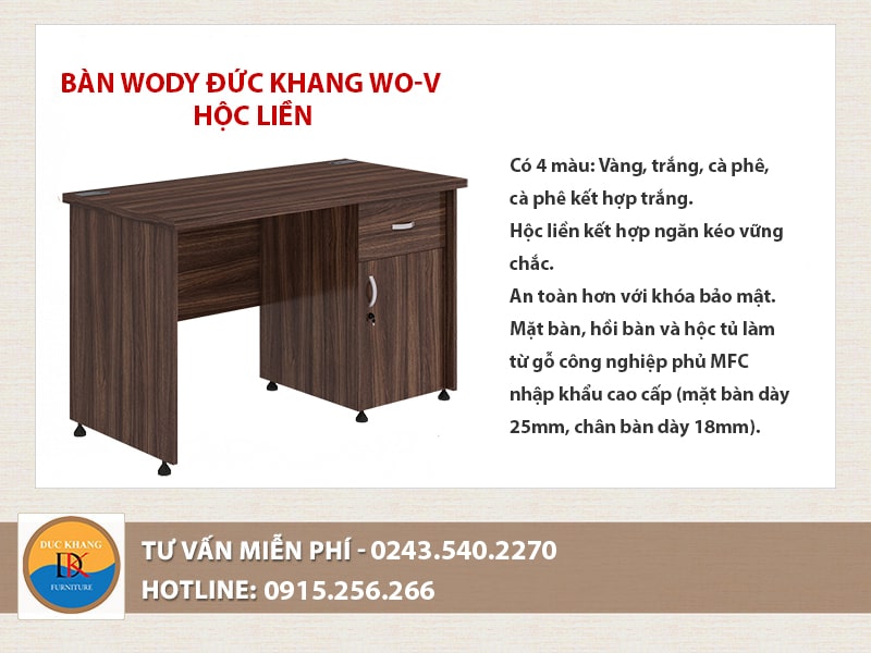 Bàn Wody Đức Khang WO-V hộc liền ngăn kéo cánh mở