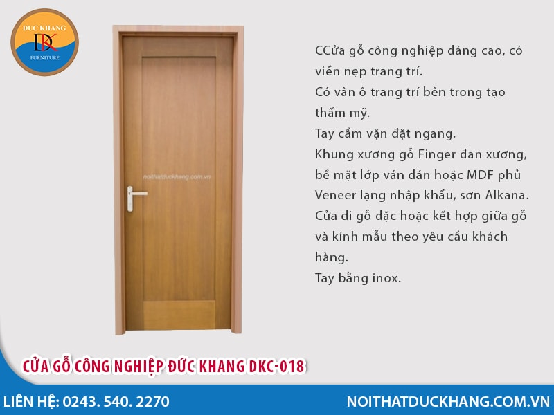 Cửa gỗ công nghiệp Veneer Đức Khang DKC–018