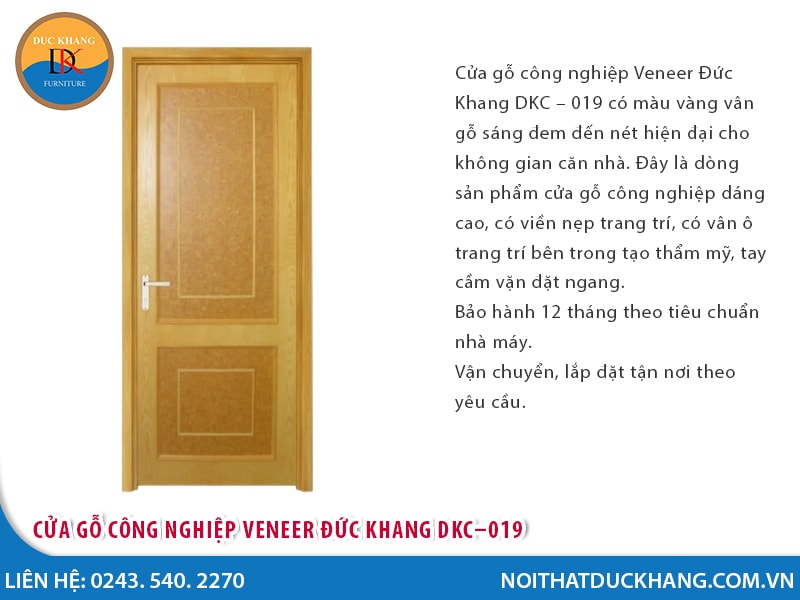 Cửa gỗ công nghiệp Veneer Đức Khang DKC–019