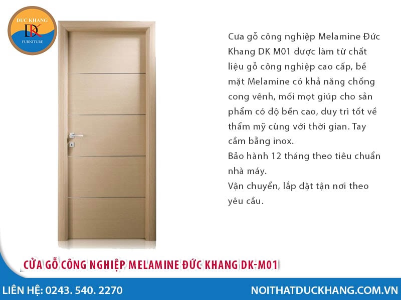 Cửa gỗ công nghiệp Melamine Đức Khang DK-M01