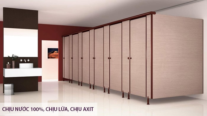 Vách ngăn vệ sinh Compact HPL chịu nước, chịu lửa, chịu axit tốt