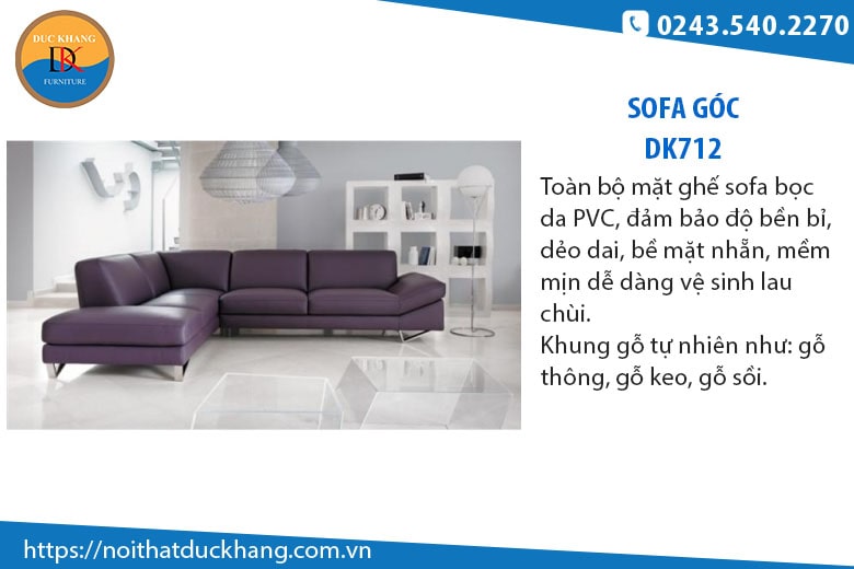 Mẫu sofa góc DK712 màu tím sang trọng