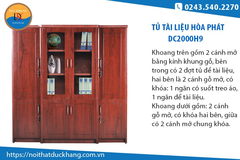 Tủ tài liệu giám đốc Hòa Phát DC2000H9