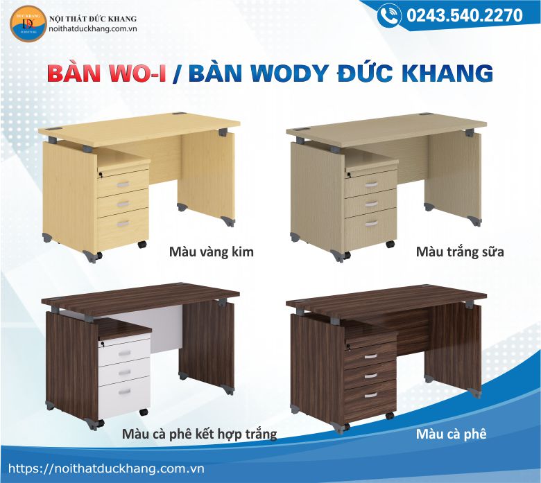 Bàn Wody WO-I thiết kế với 4 màu sắc khác nhau cho bạn lựa chọn