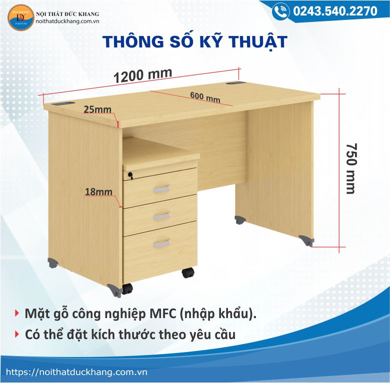 Thông số kỹ thuật bàn Wody WO-II