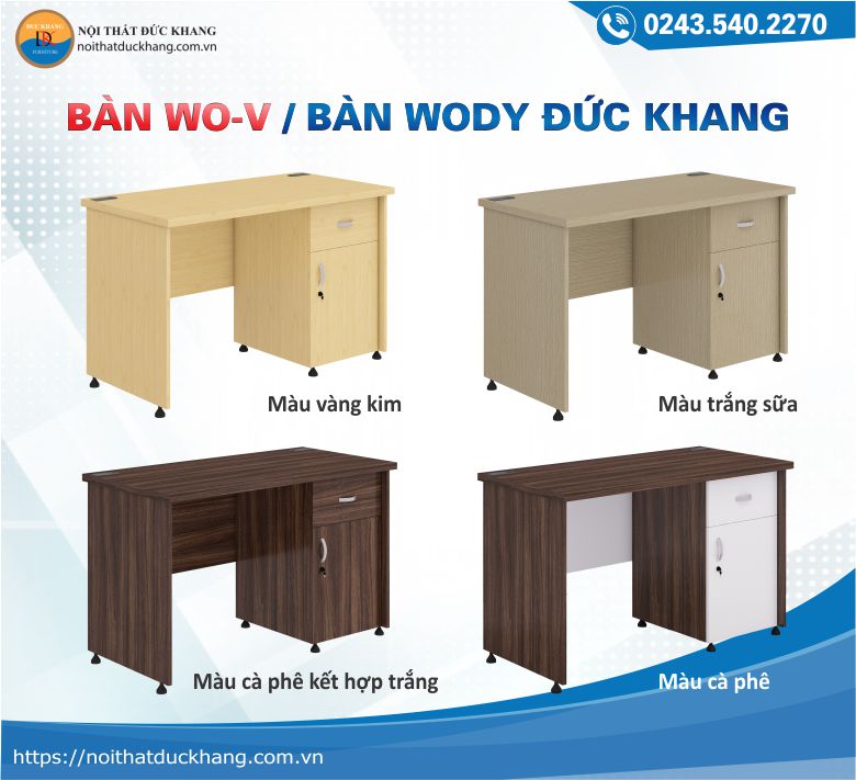 Bàn hộc liền Wody WO-V có 4 màu sắc khác nhau