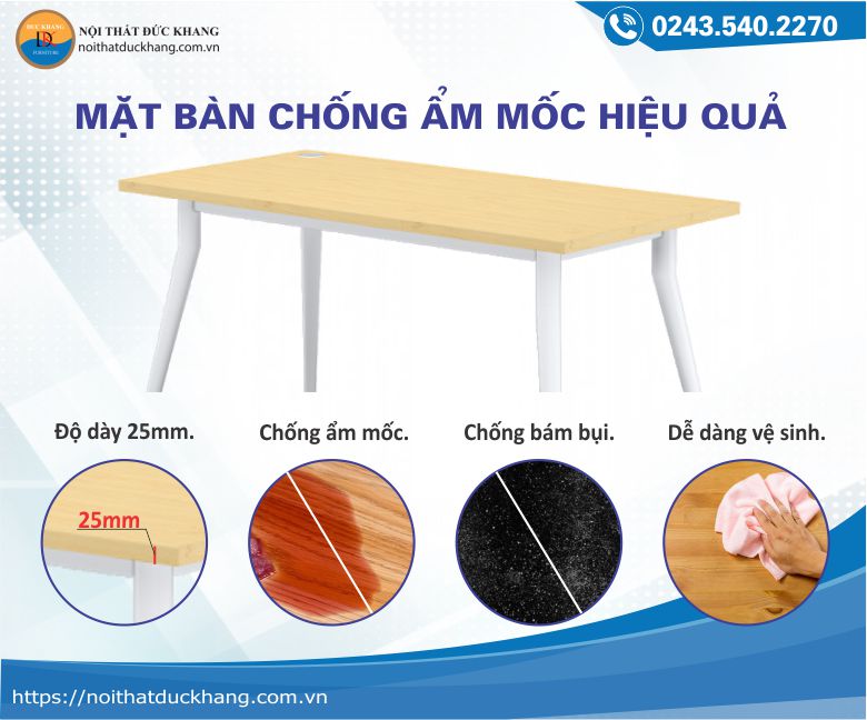 Mặt bàn IRC bề mặt Melamine chống ẩm mốc hiệu quả