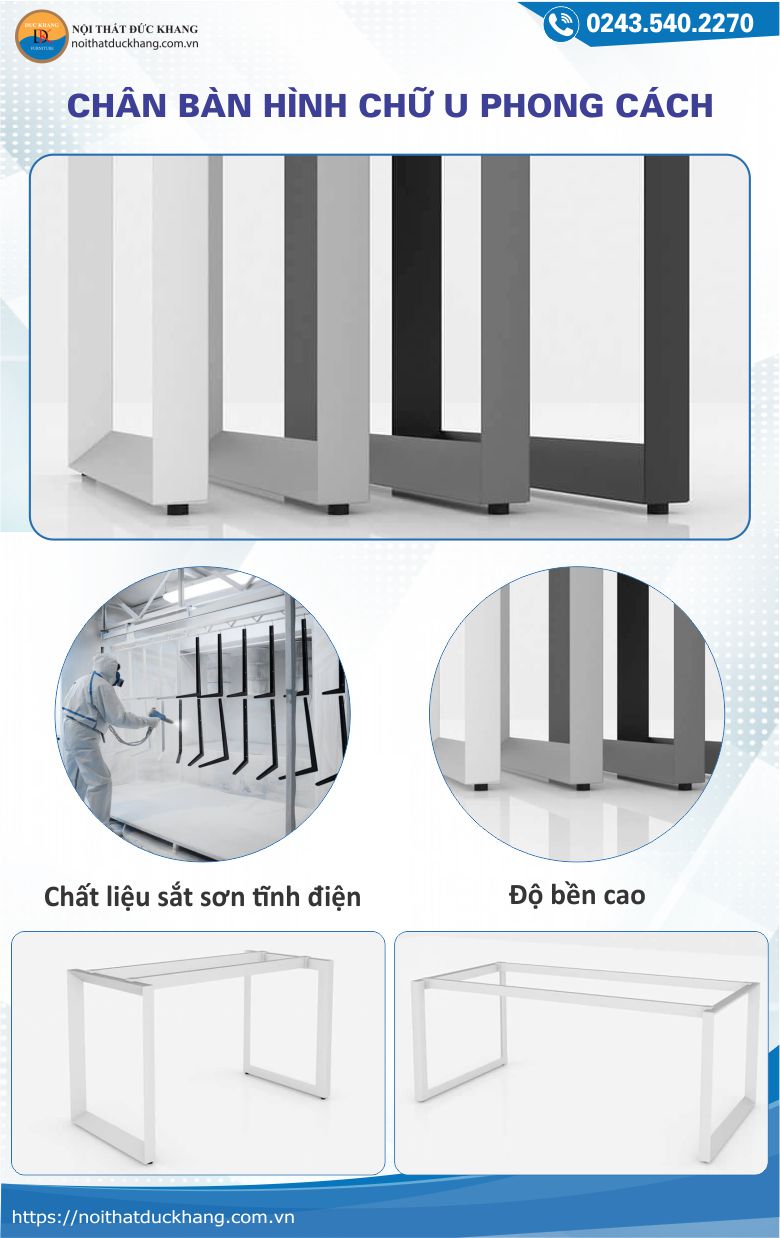 Chân bàn IRT Đức Khang hình chữ U phong cách