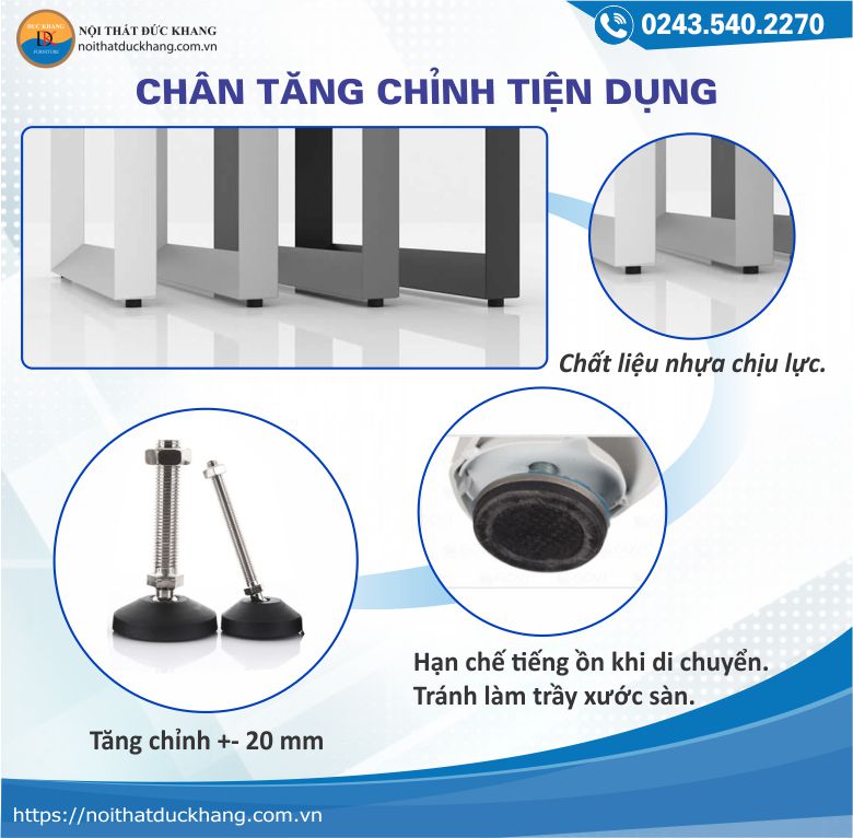 Bàn IRT có chân tăng chỉnh thông minh