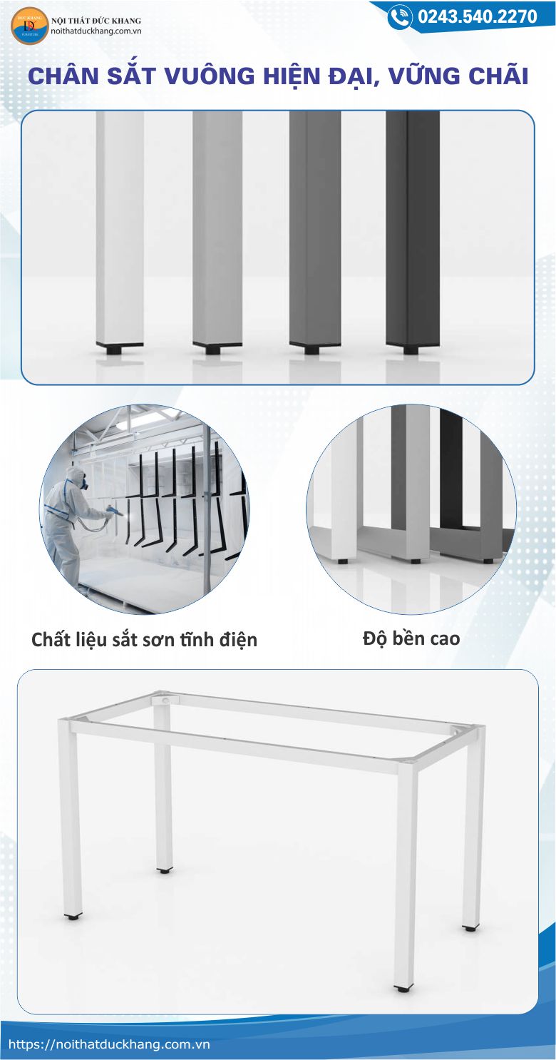 Chân sắt sơn tĩnh điện, vuông hiện đại, vững chãi