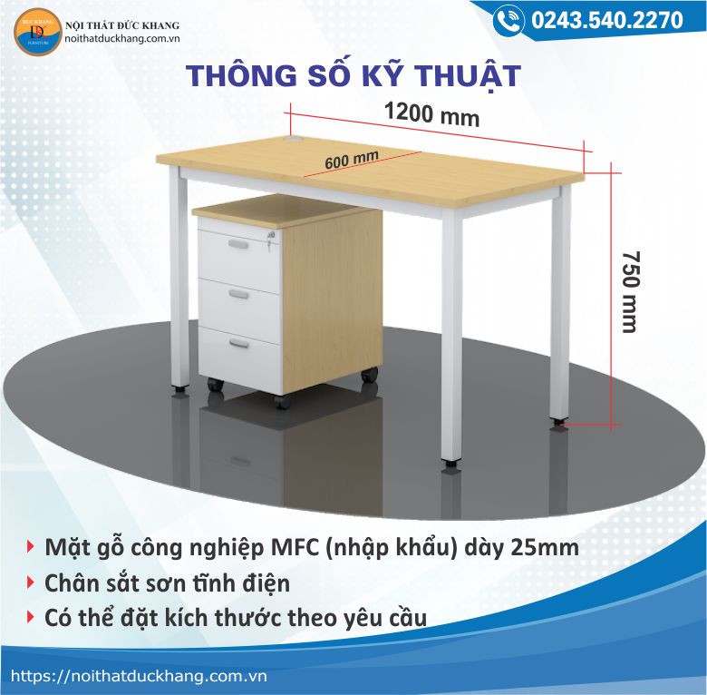 Thông số kỹ thuật bàn IRV Đức Khang