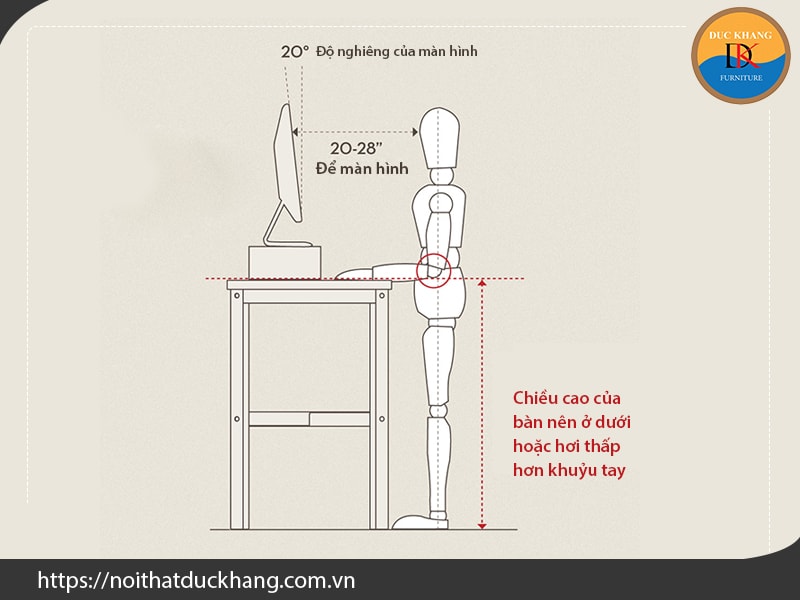 Điều chỉnh vị trí giữa bàn và màn hình máy tính của bạn