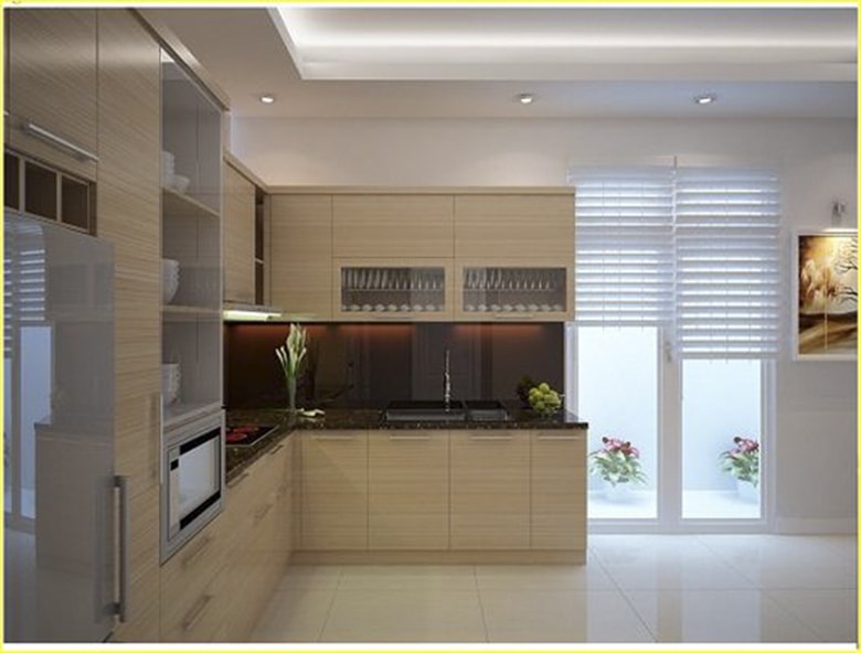 Tủ bếp chữ L mang phong cách hiện đại và tươi trẻ