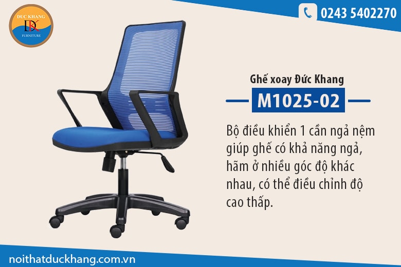 4 mẫu ghế văn phòng màu xanh dương bán chạy tại Đức Khang