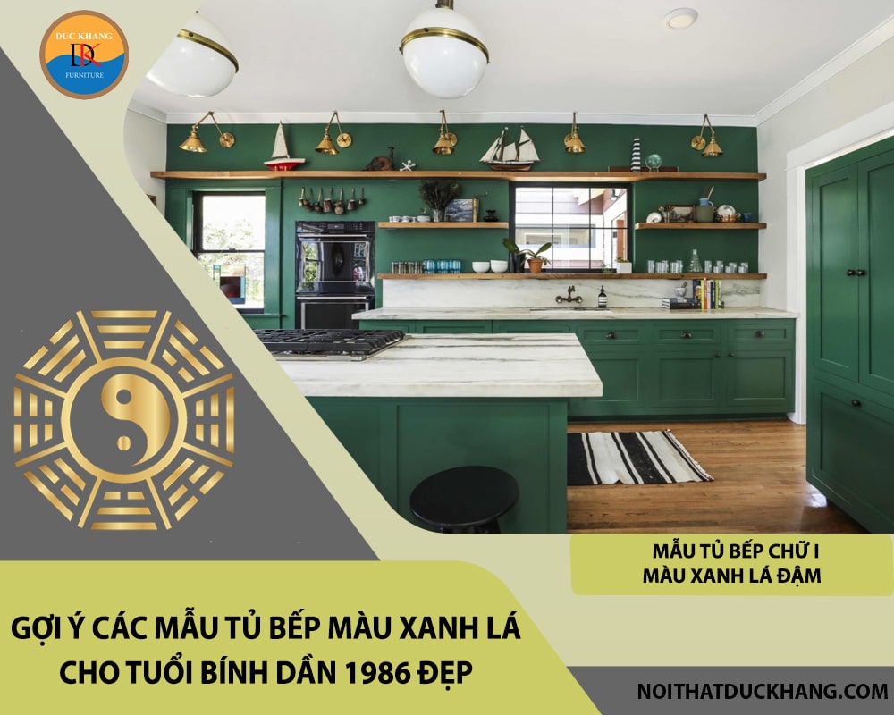 Mẫu tủ bếp chữ I màu xanh lá đậm Mẫu tủ bếp chữ I màu xanh lá đậm