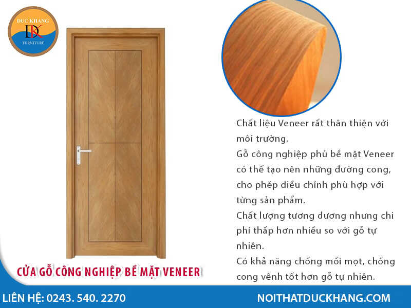 Mẫu cửa gỗ công nghiệp bề mặt Veneer