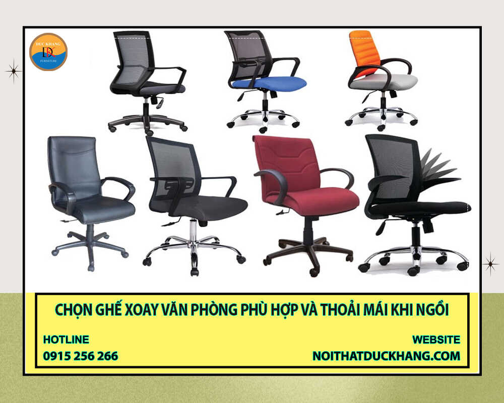 Cách chọn ghế xoay văn phòng phù hợp và thoải mái khi ngồi