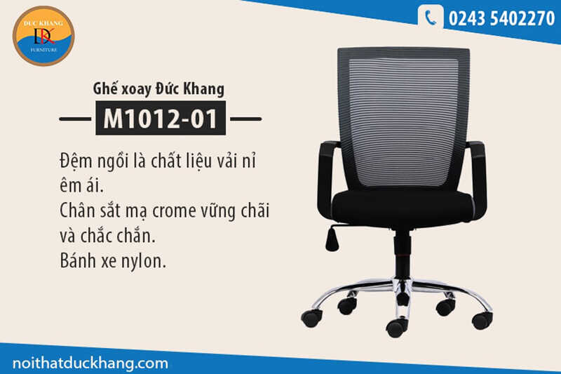 Ghế xoay Đức Khang M1012-01 giúp người ngồi cảm thấy thư giãn, thoải mái