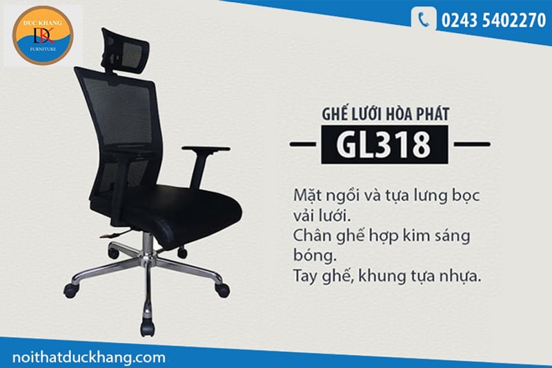 Ghế xoay lưới văn phòng Hòa Phát GL318