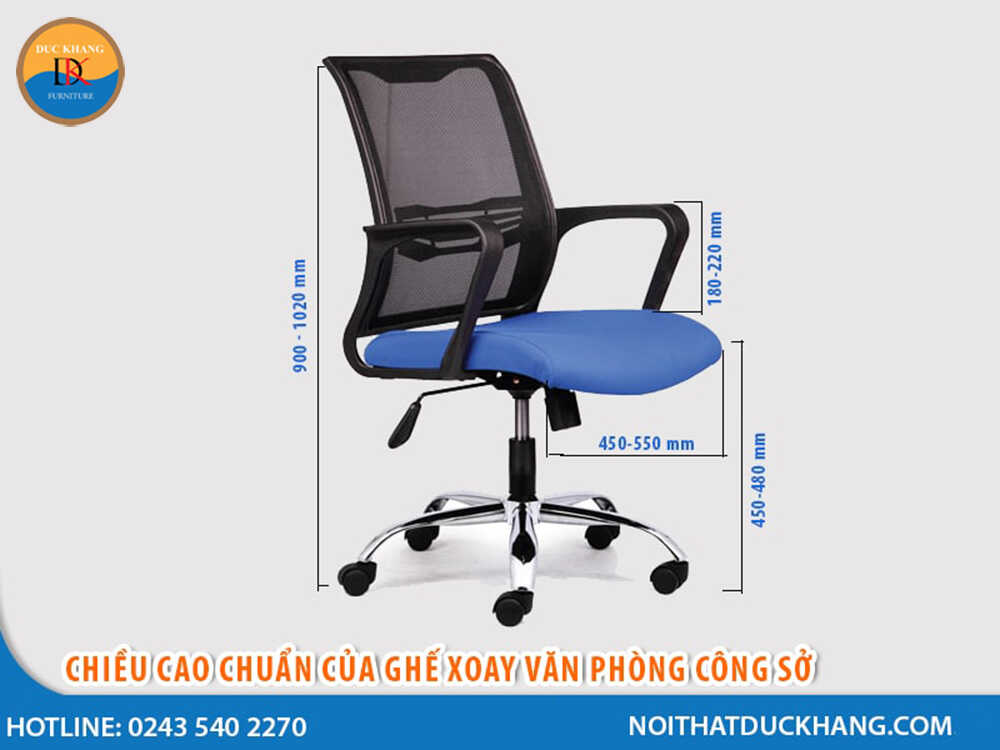 Chiều cao chuẩn của ghế xoay văn phòng công sở