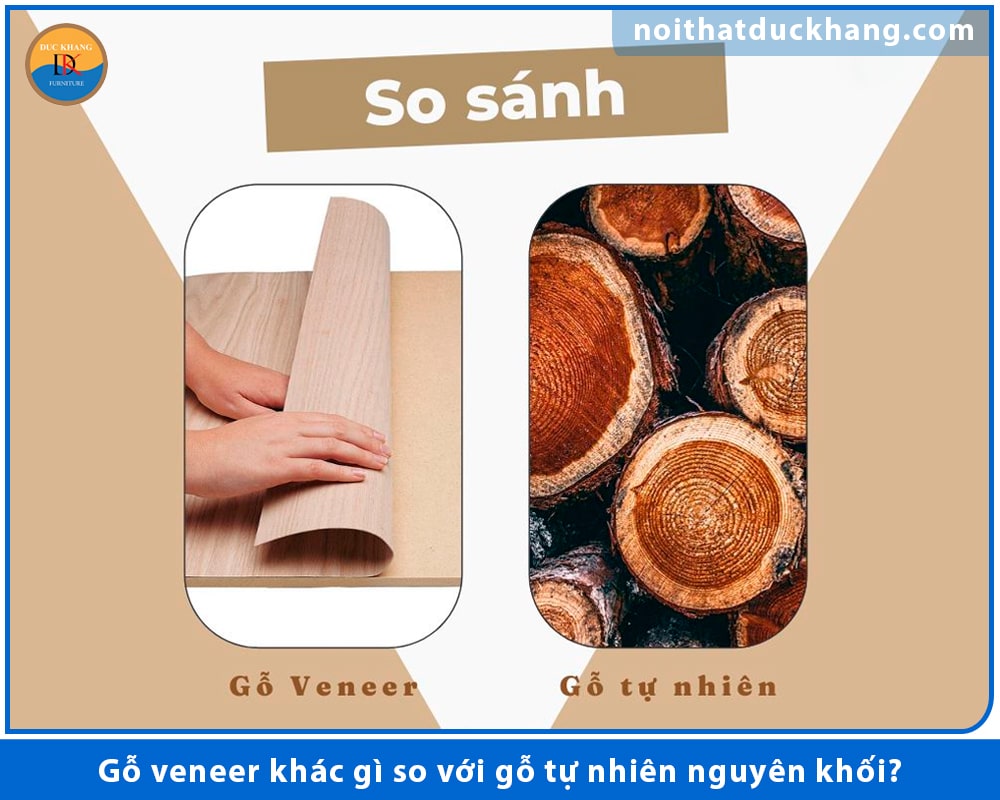 Gỗ veneer khác gì so với gỗ tự nhiên nguyên khối?