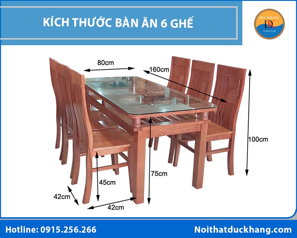 Kích thước bàn ăn 6 ghế Kích thước bàn ăn 6 ghế
