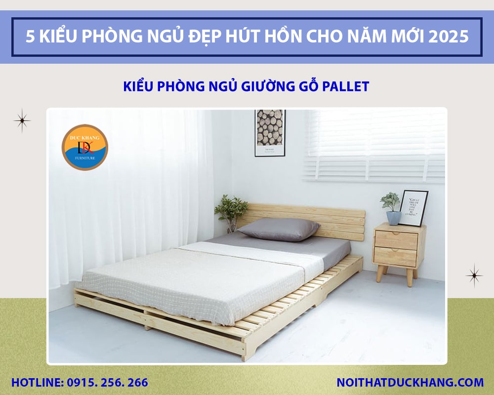 Kiểu phòng ngủ giường gỗ pallet Kiểu phòng ngủ giường gỗ pallet