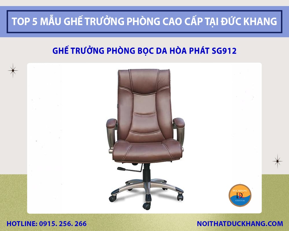 Ghế trưởng phòng bọc da Hòa Phát SG912
