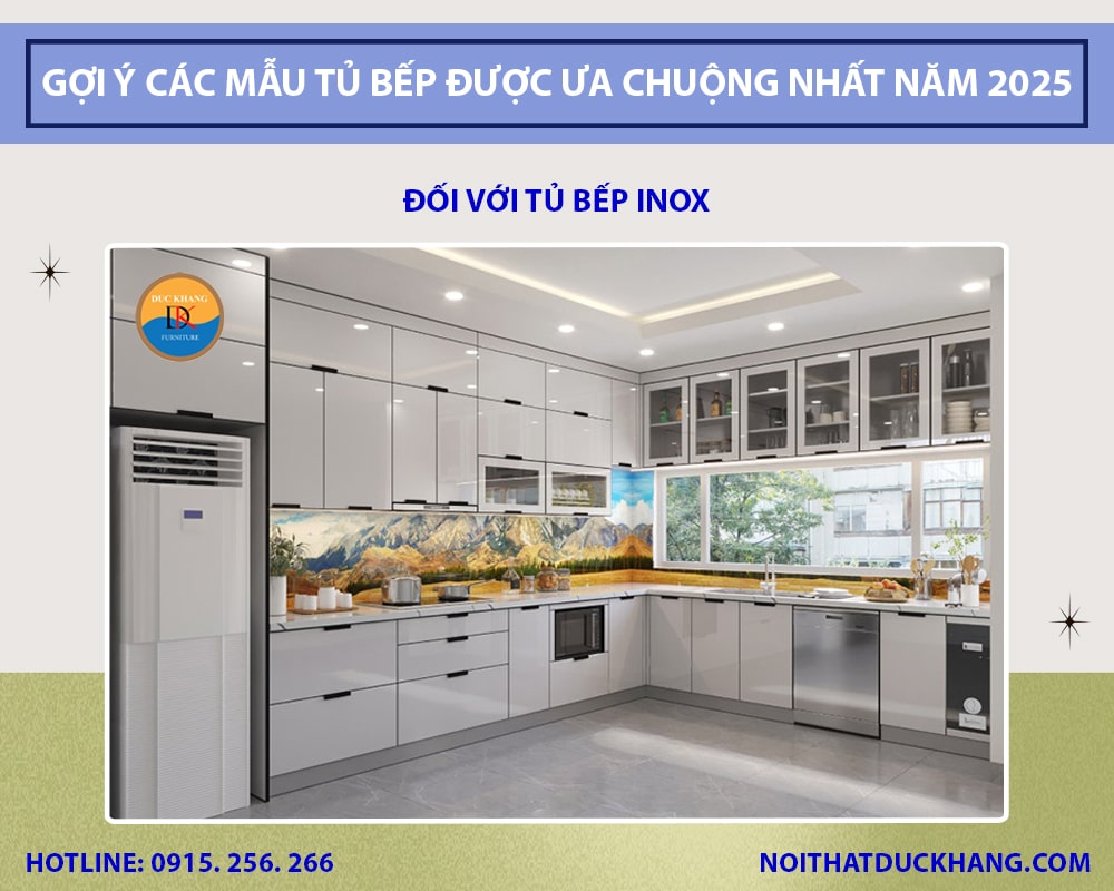 Đối với tủ bếp inox Đối với tủ bếp inox