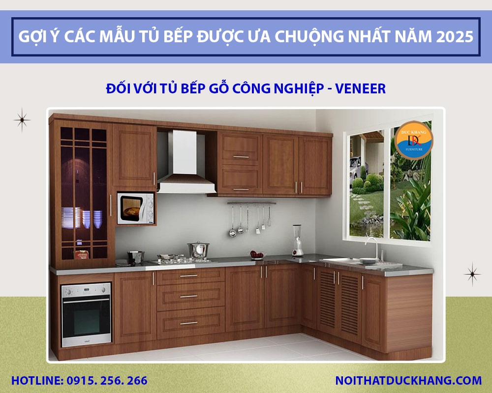 Tủ bếp gỗ công nghiệp Veneer Tủ bếp gỗ công nghiệp Veneer