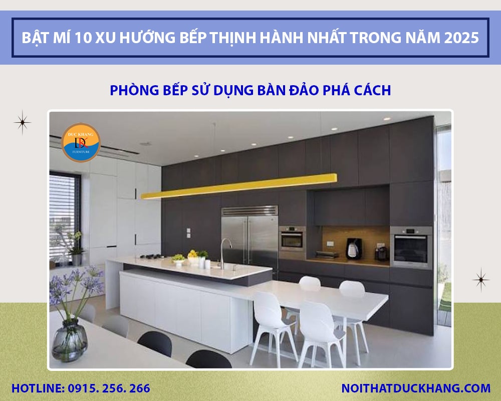 Phòng bếp sử dụng bàn đảo phá cách Phòng bếp sử dụng bàn đảo phá cách