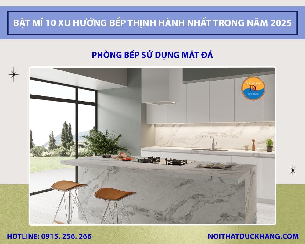 Phòng bếp sử dụng mặt đá Phòng bếp sử dụng mặt đá