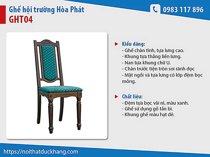 Mẫu ghế hội trường Hòa Phát GHT04 