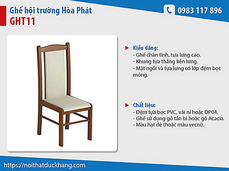 Mẫu ghế hội trường Hòa Phát GHT11