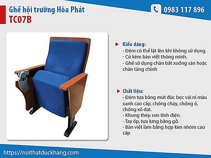 Mẫu ghế hội trường Hòa Phát TC07B