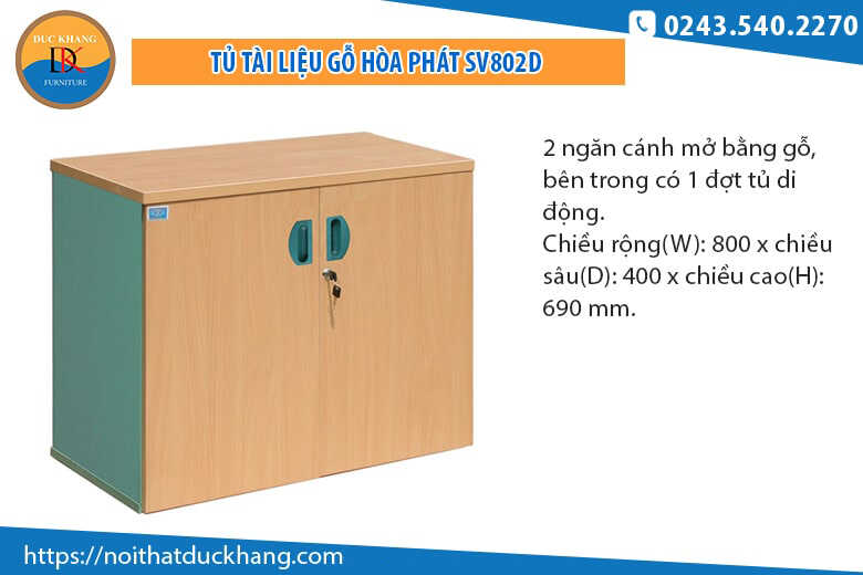 Tủ tài liệu thấp Hòa Phát SV802D: 881.000 đồng