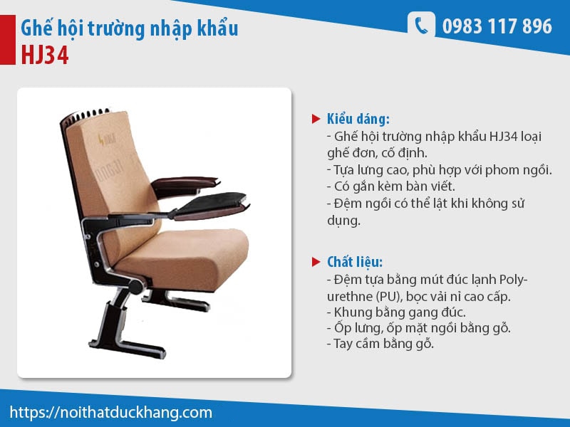 Ghế hội trường nhập khẩu HJ34