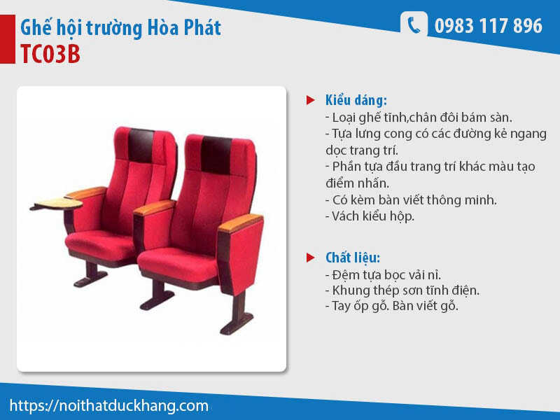 Ghế hội trường Hòa Phát TC03B