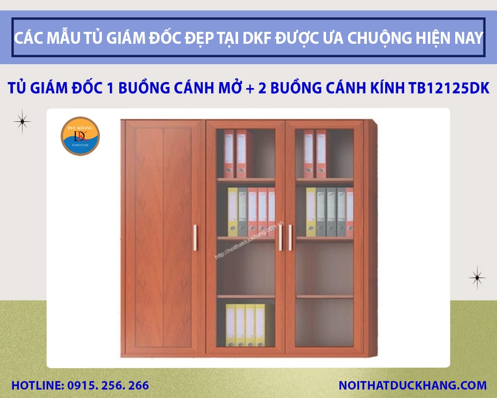 Tủ giám đốc 1 buồng cánh mở + 2 buồng cánh kính TB12125DK Tủ giám đốc 1 buồng cánh mở + 2 buồng cánh kính TB12125DK