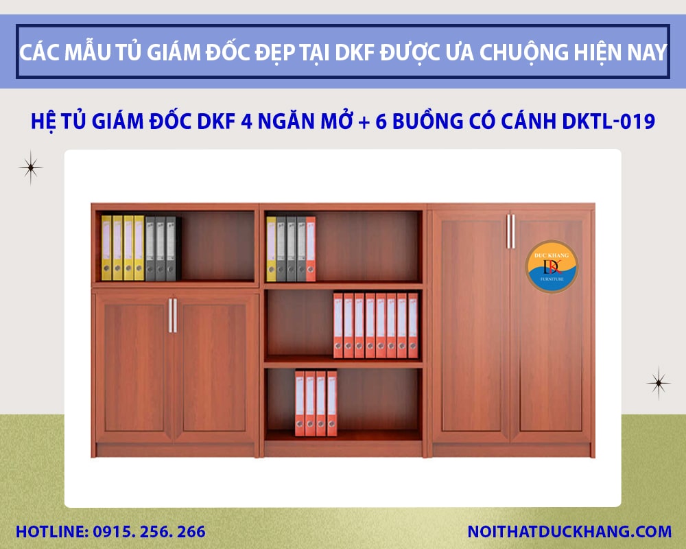Hệ tủ giám đốc DKF 4 ngăn mở + 6 buồng có cánh DKTL-019 Hệ tủ giám đốc DKF 4 ngăn mở + 6 buồng có cánh DKTL-019