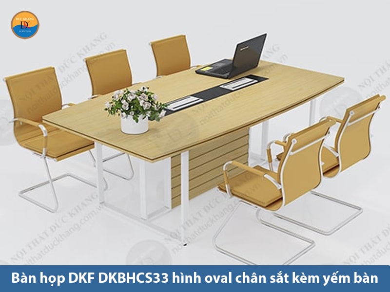 Bàn họp DKF DKBHCS33 hình oval chân sắt kèm yếm bàn