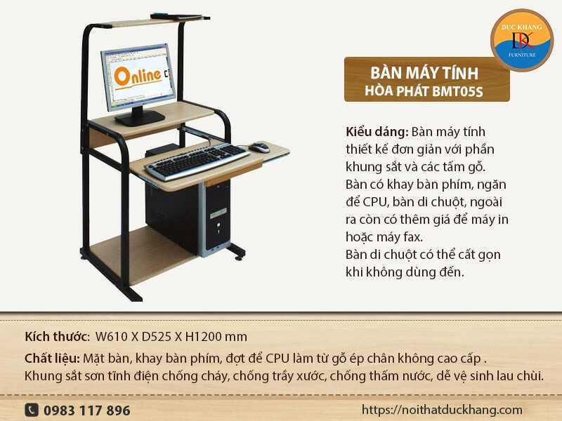 Bàn máy tính Hòa Phát – Lựa chọn tốt cho văn phòng, gia đình