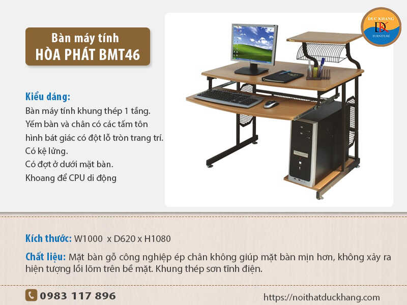 Bàn máy tính Hòa Phát – Lựa chọn tốt cho văn phòng, gia đình