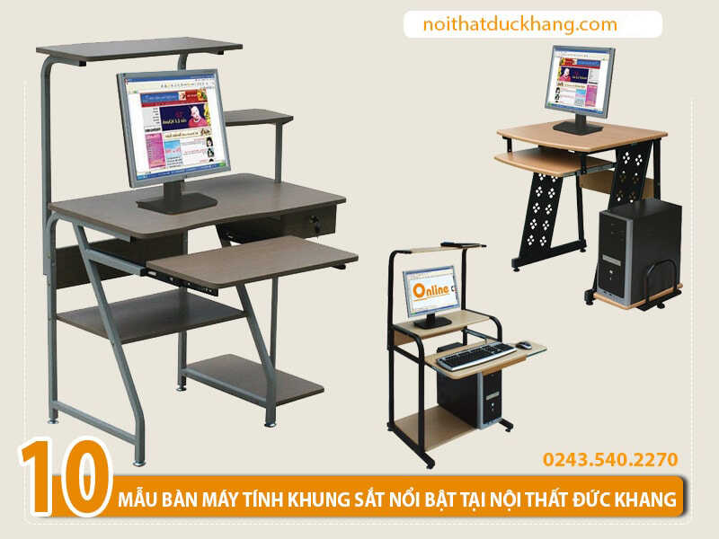 10 mẫu bàn máy tính khung sắt nổi bật tại Nội thất Đức Khang