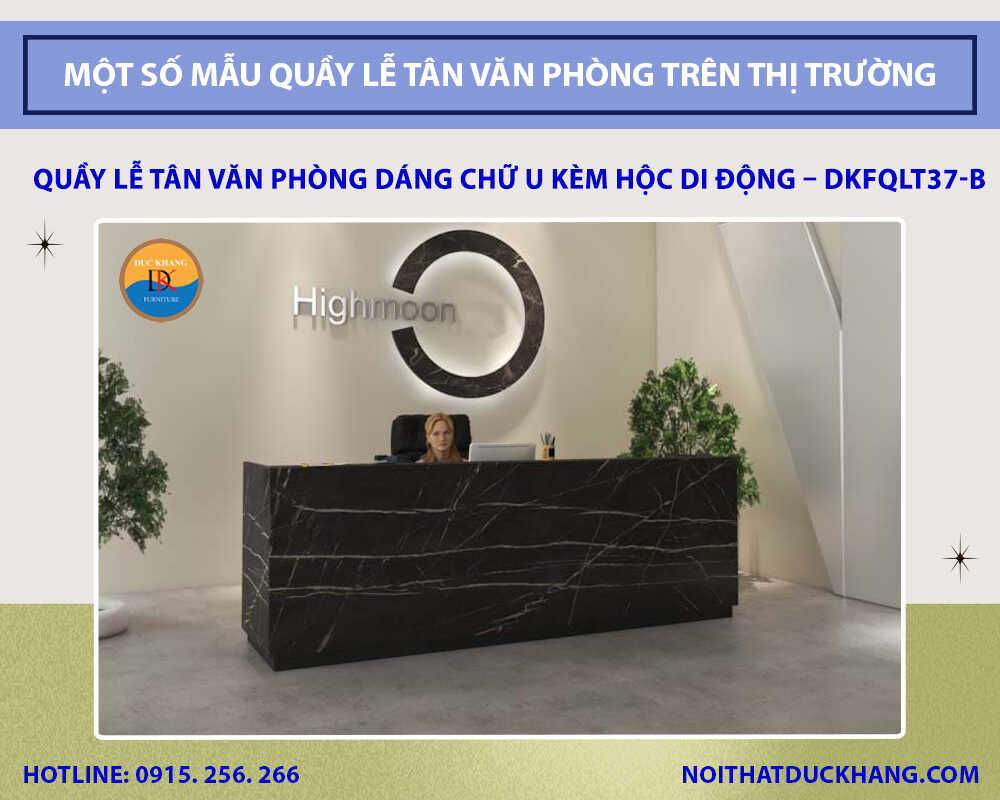 Quầy lễ tân văn phòng dáng chữ U kèm hộc di động - DKFQLT37-B Quầy lễ tân văn phòng dáng chữ U kèm hộc di động - DKFQLT37-B