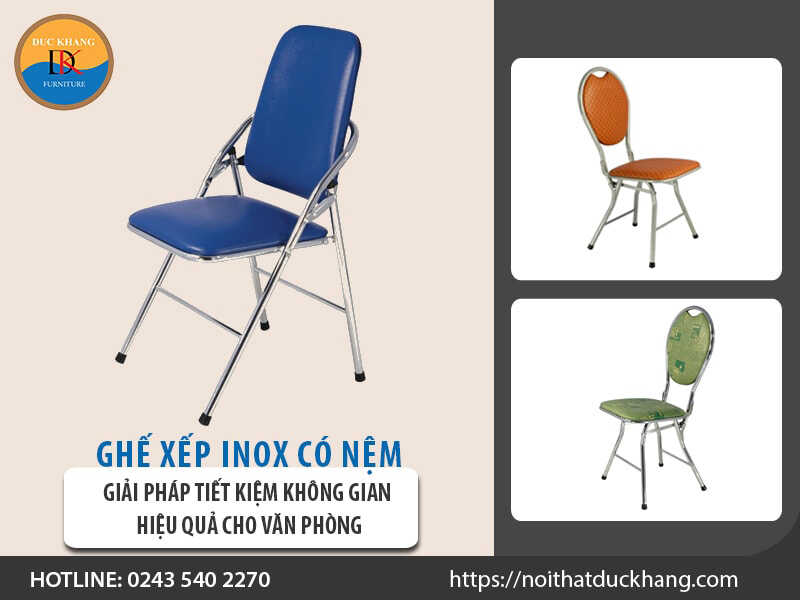 Ghế xếp inox có nệm – Tiết kiệm không gian cho văn phòng