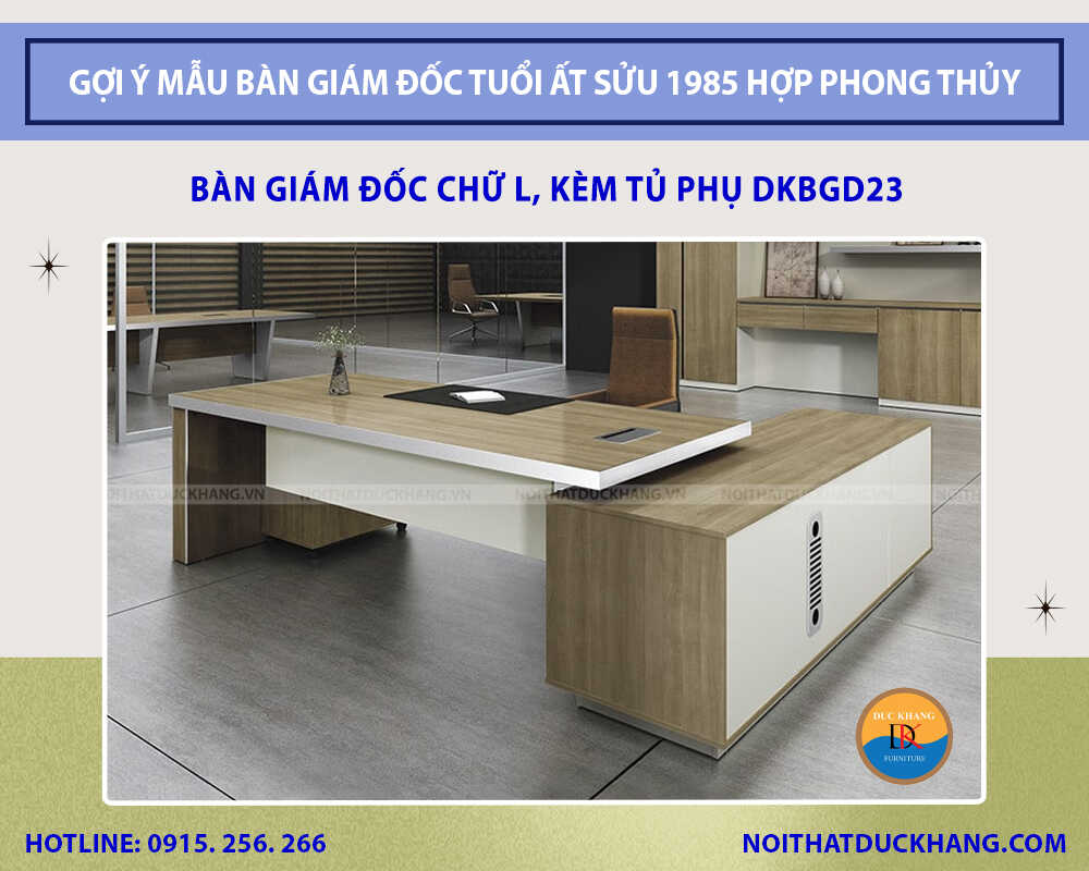 Bàn giám đốc chữ L, kèm tủ phụ DKBGD23
