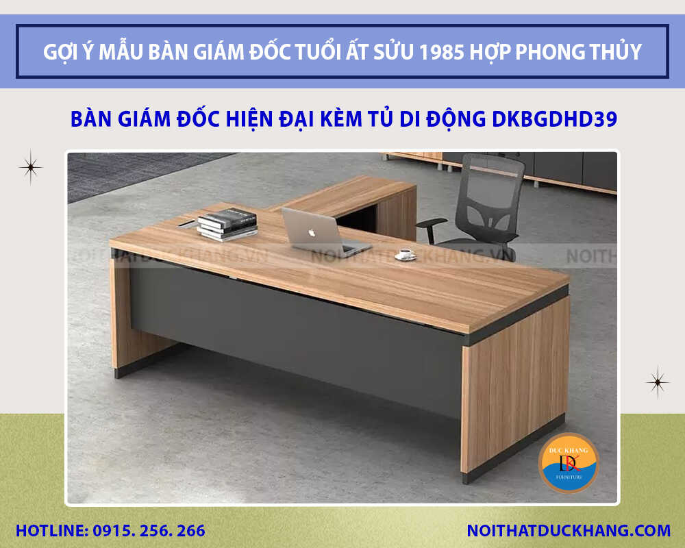 Bàn giám đốc hiện đại kèm tủ di động DKBGDHD39