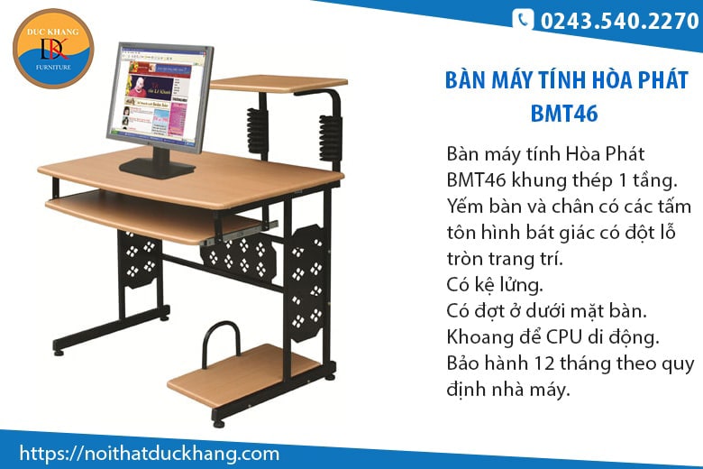 3 mẫu bàn máy tính dài 1m nổi bật tại Đức Khang